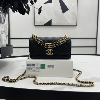 Chanel Quilted Black Leather Chain Shoulder Bag
