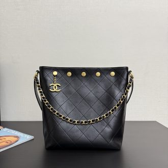 Chanel Quilted Black Leather Tote Bag