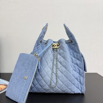 Chanel Quilted Denim Shoulder Bag