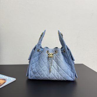 Chanel Quilted Denim Shoulder Bag