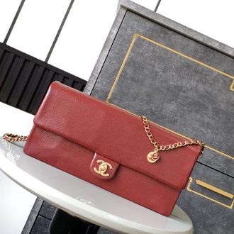 Chanel Classic Red Leather Chain Bag