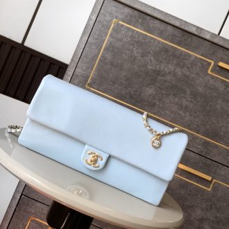 Chanel Pastel Blue Leather Clutch