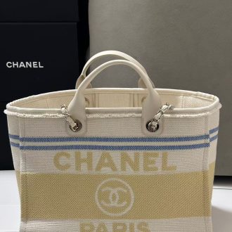 Chanel Paris Striped Canvas Tote Bag