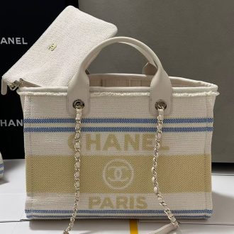 Chanel Paris Striped Canvas Tote Bag