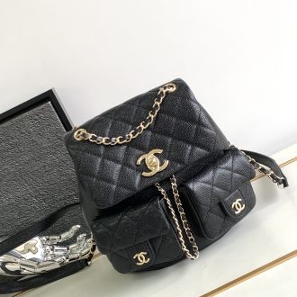 Chanel Quilted Black Leather Backpack