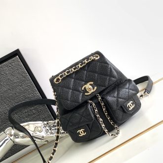 Chanel Quilted Black Leather Chain Shoulder Bag