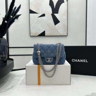 Chanel Quilted Blue Denim Mini Flap Bag