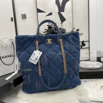 Chanel Quilted Denim Tote Bag