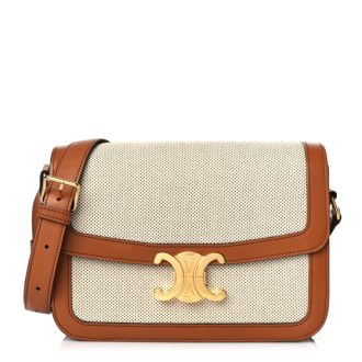 Celine Triomphe Canvas and Leather Shoulder Bag